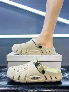 Men's Outdoor Sports Spring Summer New Hole Shoes Coconut Shoe Slippers Height Increasing Fashion Trend Thick Sole Anti-Slip Wear-Resistant Walking Shoes