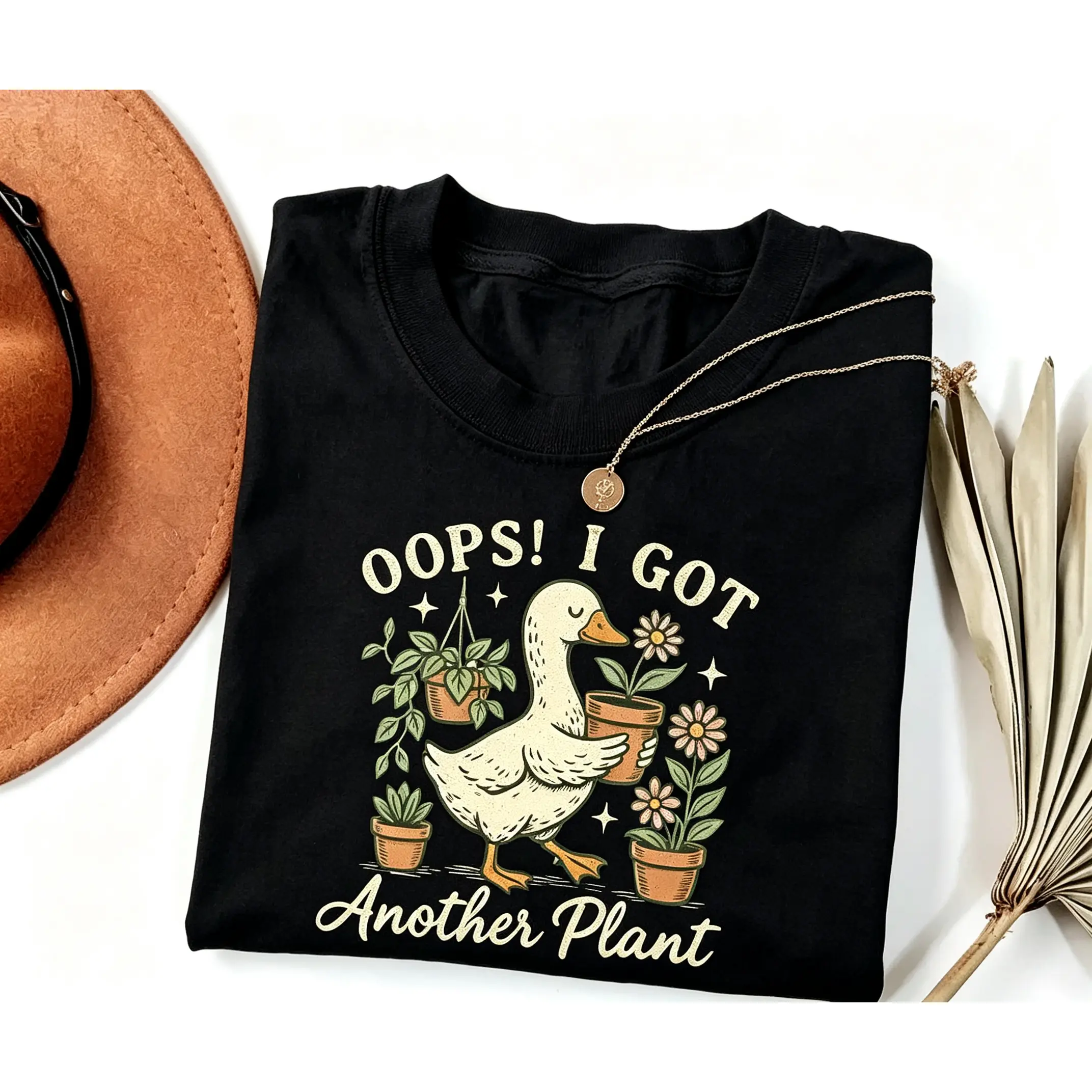 Oops! I Got Another Plant Duck T-Shirt |   Funny Plant Lover Tee |   Cute Gardening Shirt |   Plant Mom Gift |   Botanical Graphic Tee