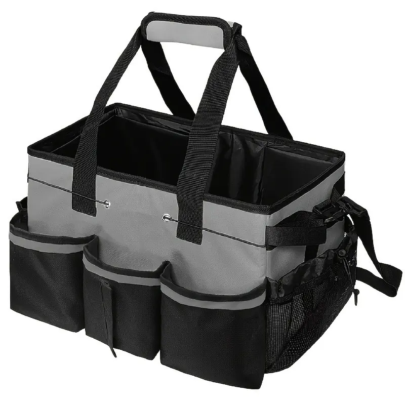 Large Capacity Home Cleaning Storage Bag, Waterproof Foldable Organizer with Detachable Dividers and Thickened Handle, Ideal for Home Cleaning and Gardening