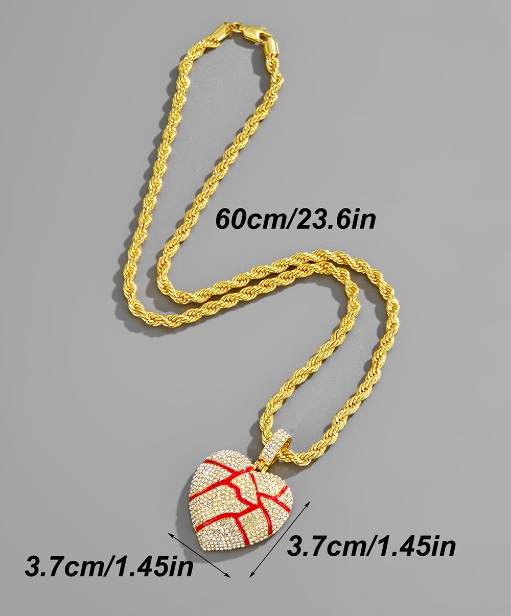 Hip-hop pendant heartbreak BrokeHeart personalized alloy diamond-studded couple's necklace, unique style trend