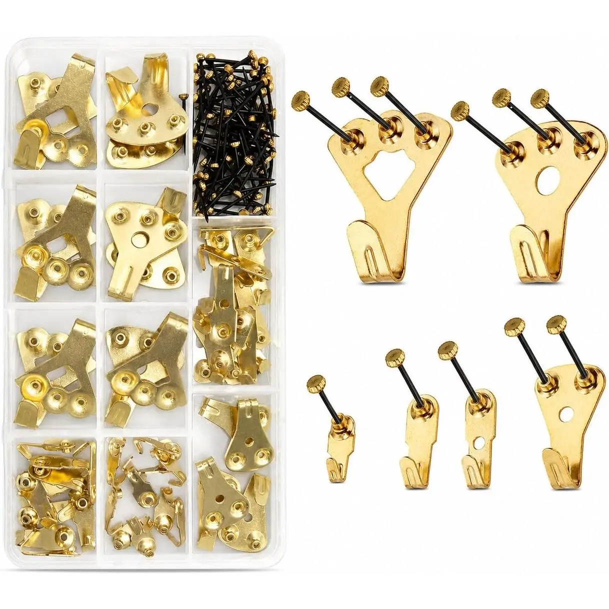 Picture  Kit with  Hooks & Nails, Heavy Duty Picture Hangers for Frames, Wall Art & Mirrors, Picture Frame  Hardware Set with Organizer Storage Case for  Gallery Wall (125)