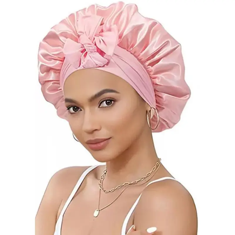Women's Elastic Band Satin Sleep Cap, Adjustable Satin Bonnet, Silk-Like Bow Hair Hat, Casual Home Daily Hair Care, Soft Stretchy Fabric, All Seasons, Sleeping Bonnet, Bonnets For Sleeping