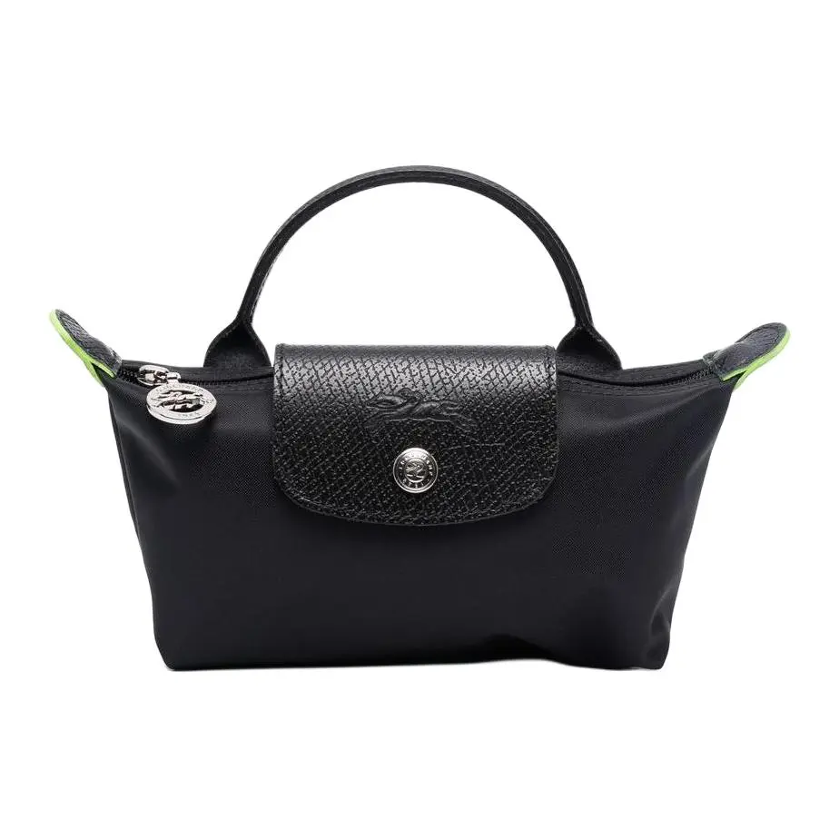Longchamp Le Pliage Green 17 Nylon Foldable Tote Bag for Women, Black