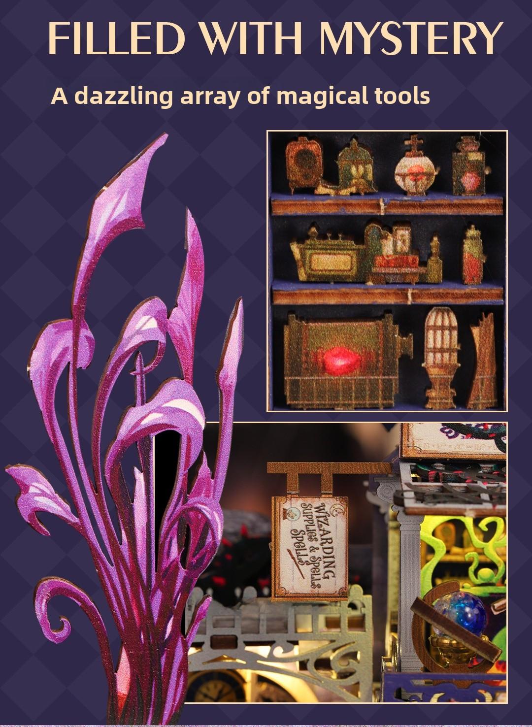 Magic Gate DIY Book Nook Kit - 3D Wooden Puzzle Miniature House with  Light| Enchanted Library Bookshelf Decor| Perfect Creative Gift for Hobbyists & Magic Fans