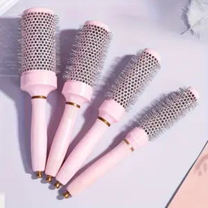4pcs Round Styling Comb Set, Ceramic Cylinder Roll Comb, Professional Salon Hair Brush, Aluminum Tube Comb for Blow Drying and Hairstyling, Hair Styling Tools, Combs for Hair Stylist
