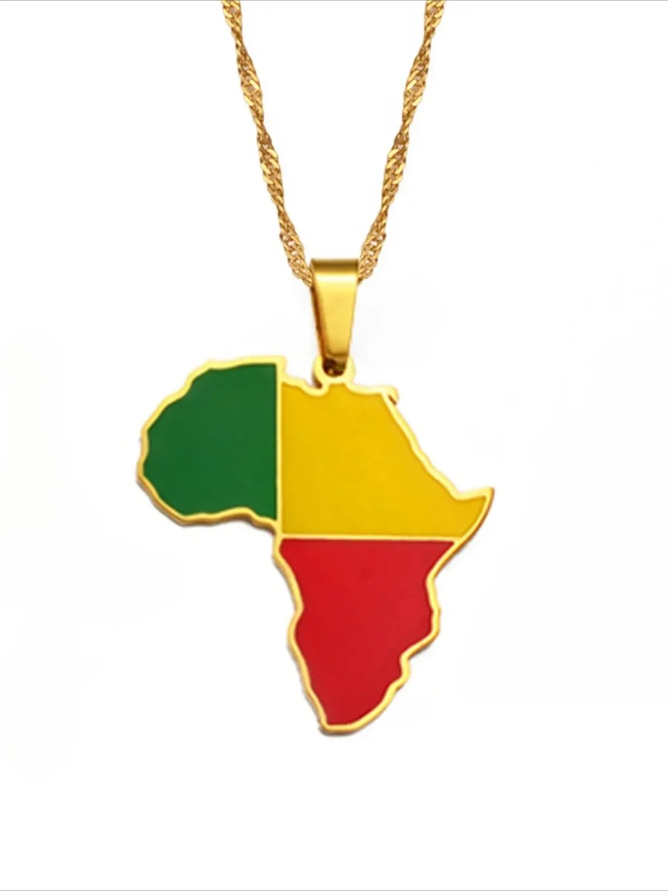 1pc 3CM Hip-hop Africa Map Pendant Necklace Jewelry Eritrea,Gambia,Guinea,Congo,Tunisia,Benin,Libay,Namibia,Chad,Botswana