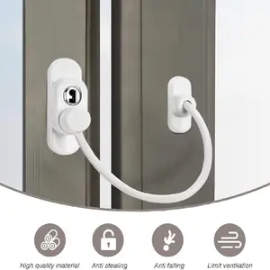 2-Pack Lockable Window and Door Stopper Set, Anti-Theft Security Lock Kit, Durable Metal Material, Includes Key and Screw Installation