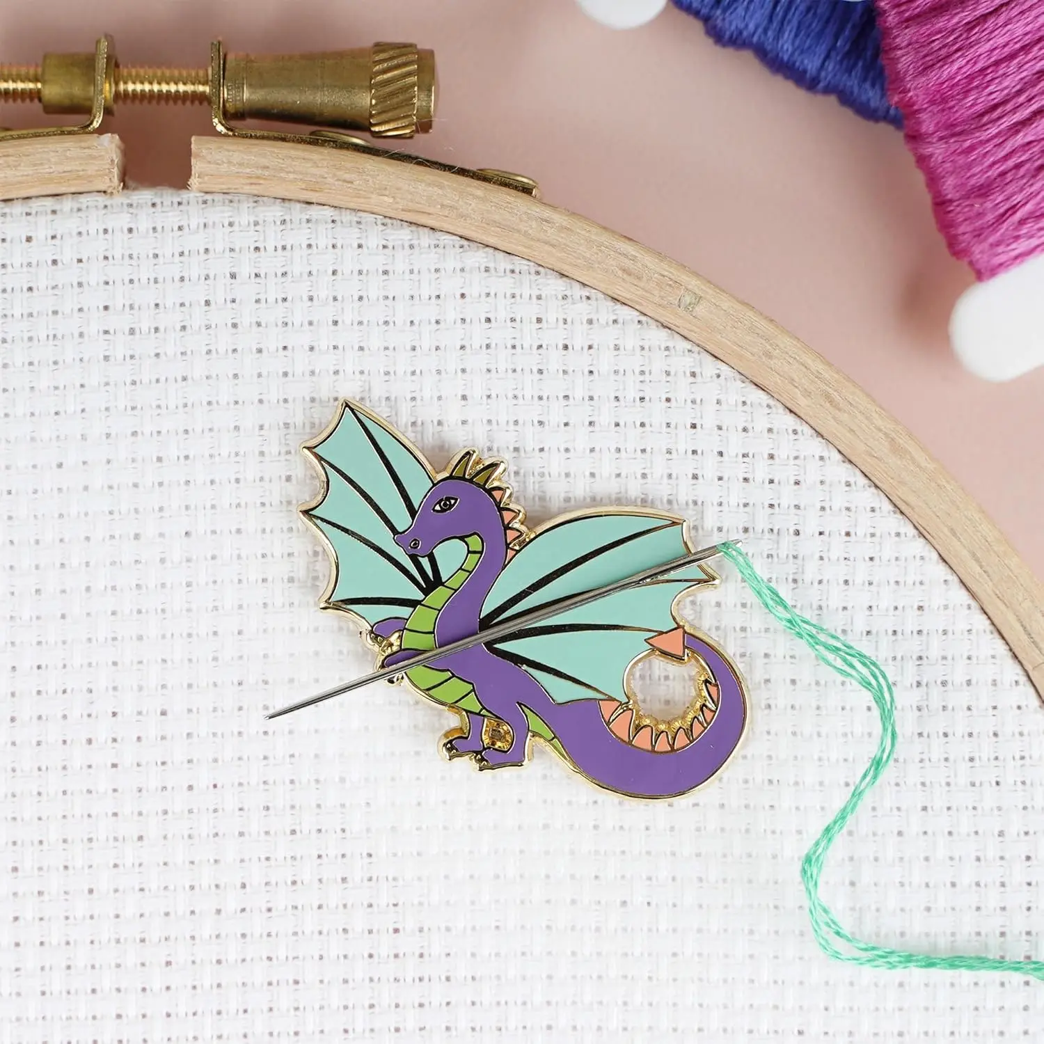 Dragon Magnetic Needle Minder from Caterpillar Cross Stitch - for Cross Stitch, Sewing, Embroidery and Needlework Accessories, Enamel