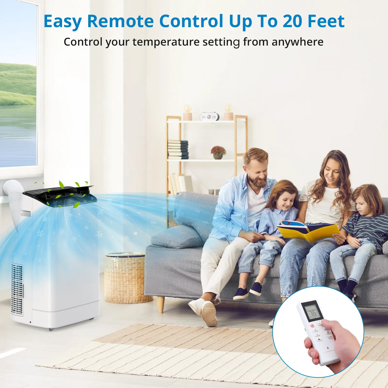 OUTGOODS Compact 14000 BTU 3-in-1 Quiet 110V Portable Air Conditioner - Cooling, Dehumidifier, Fan, Sleep Mode, 24H Timer, Remote Control, 750 Sq Ft Coverage, LED Display, Energy-Efficient, Easy Mobility, ABS Plastic, Hose, User Manual for Home Use, 110 V