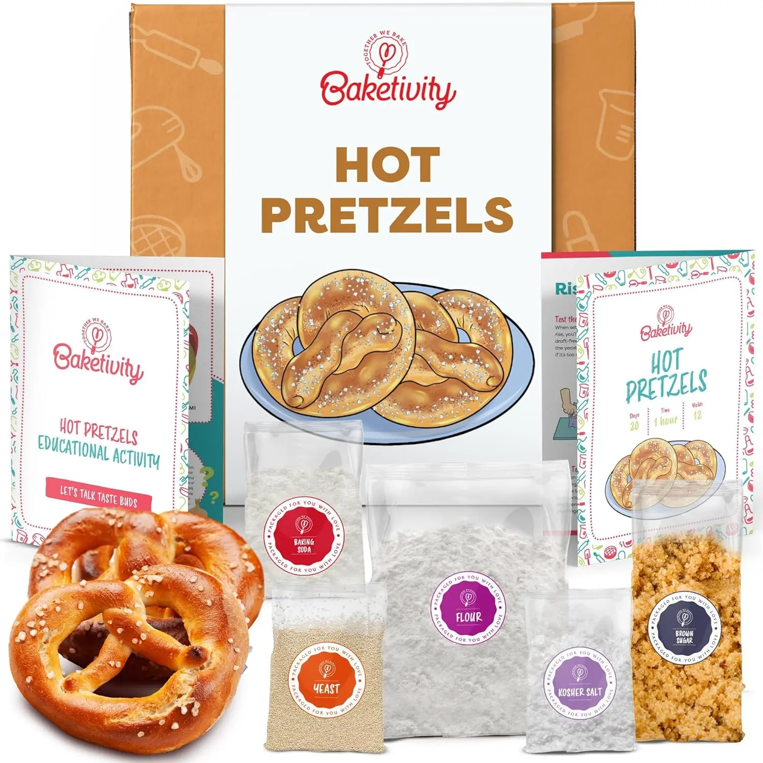 Unisex Pretzel Making Kit - Kids' Real Cooking Set for Ages 5-12+, with Recipe and Ingredients Pack, Baking Fun Home Supplies, Great Family Bonding Gift