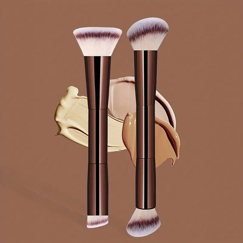 2pcs Professional Makeup Brush Set, Soft Foundation, Blush, Powder, Concealer, Contour, Blending Brushes, Portable, Daily & Travel Use, Complexion Brush Set