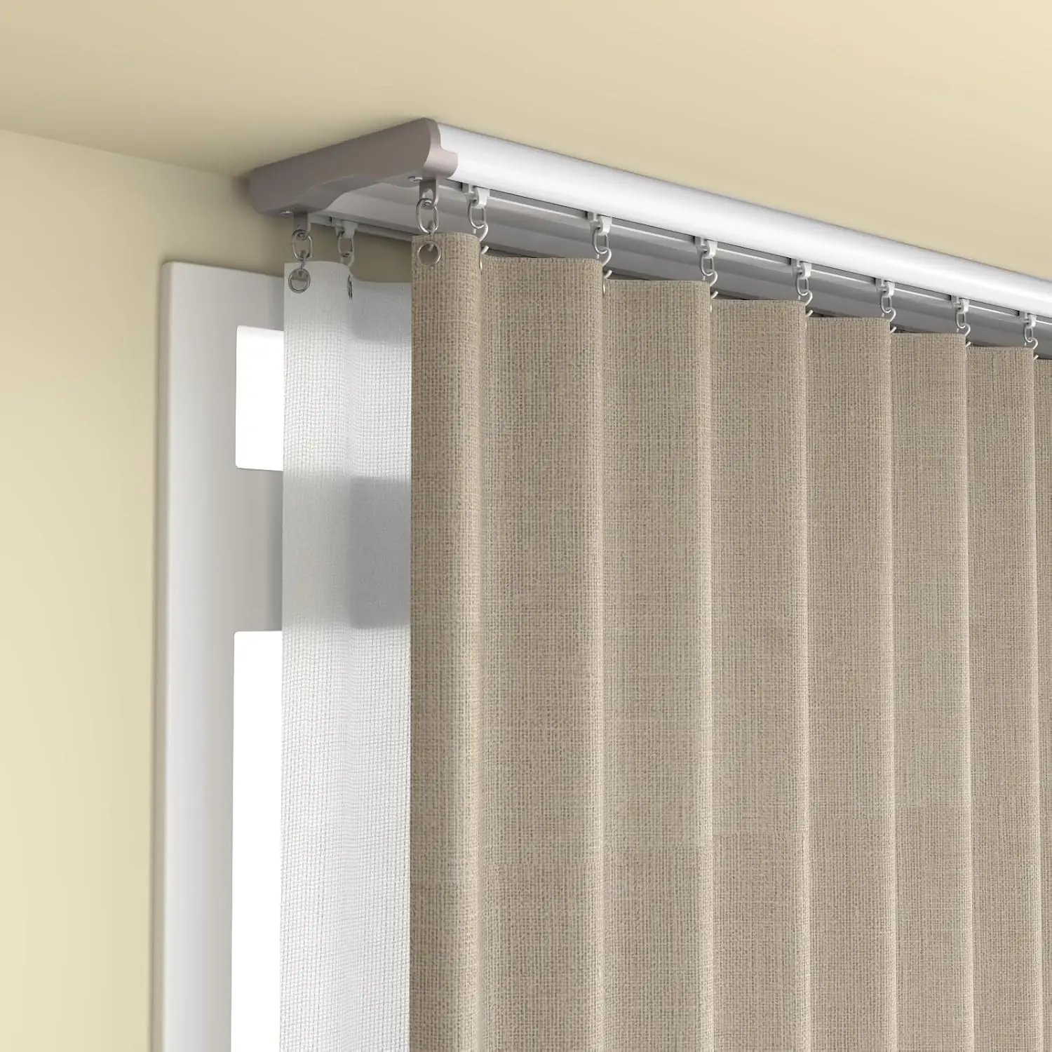 Silent Double Curtain Track Ceiling Mount 5' to 16', Wide 4" White Aluminum track Curtains Rail, Bedroom/Window/Hotel Drop Ceiling Curtains Tracks (without curtains & hooks) (Double, 8ft)