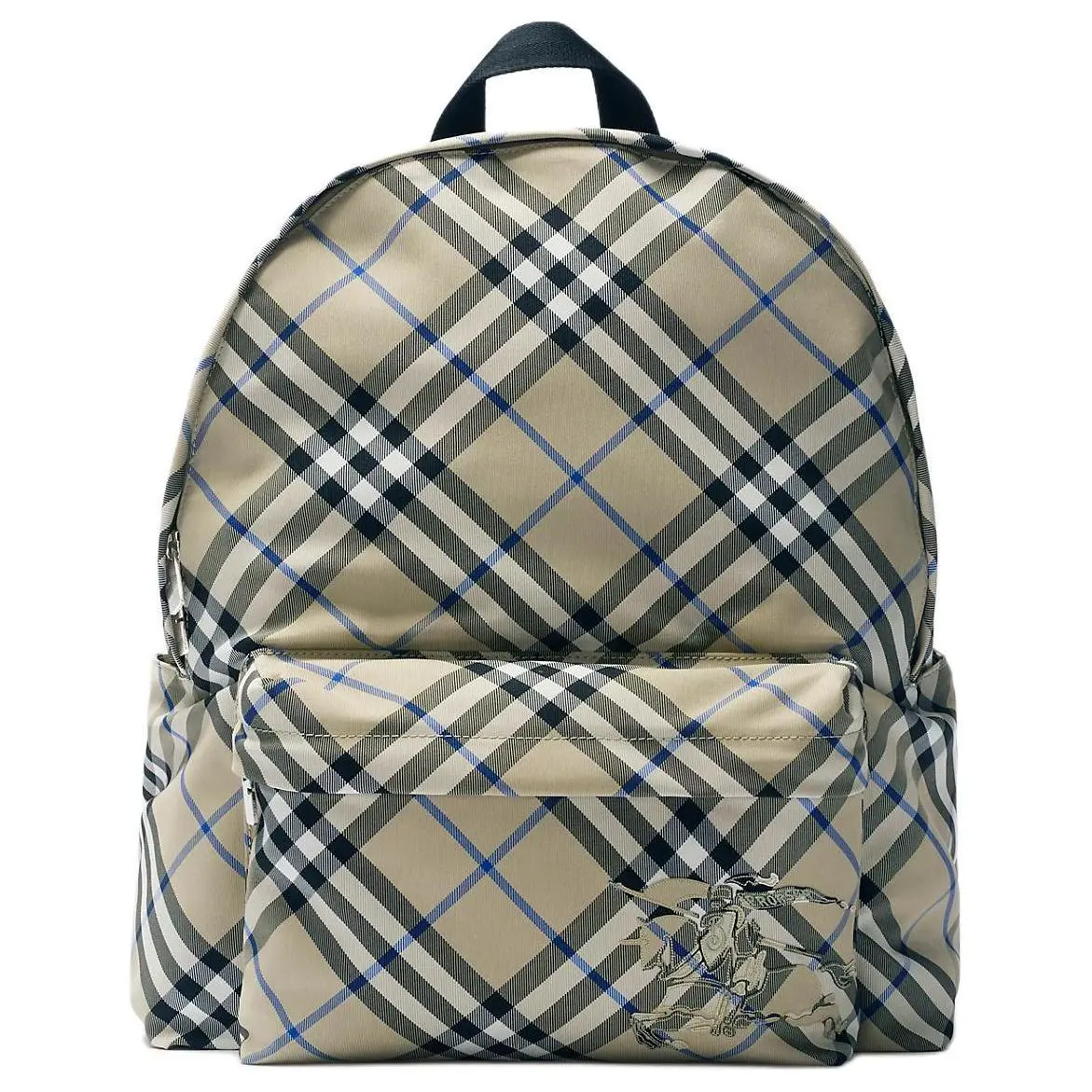Burberry Adjustable Strap Zippered Check Pattern Polyester Backpack for Men in Moss Green