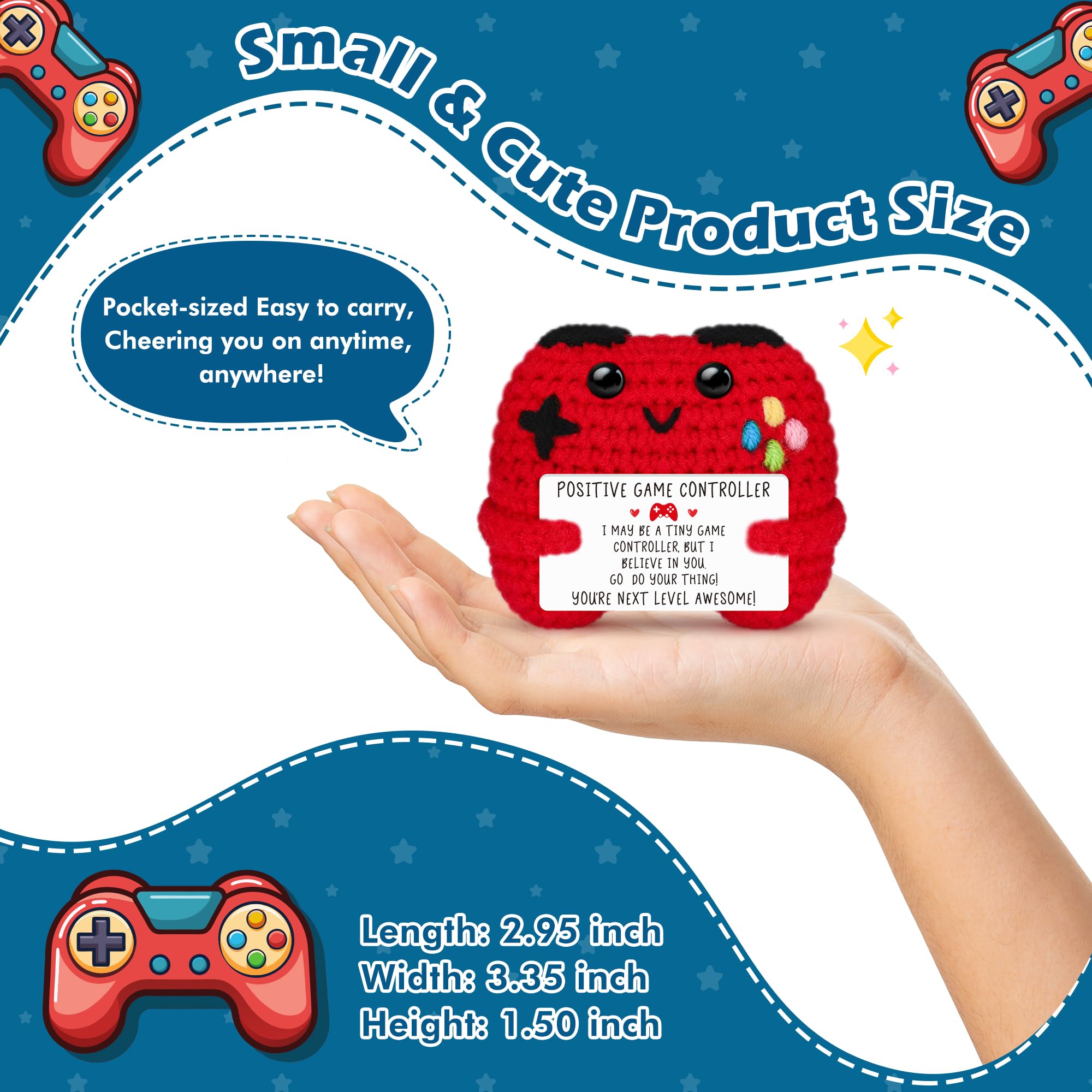 Handcrafted Mini Game Controller Knitted Plush Doll, Soft Emotional Support Stress Relief Toy, Perfect Christmas Presents Holiday Gifts Birthday Gifts for Women Men Him Teacher Appreciation Gifts, Portable Cute Decor for Desk Bedroom Bag Keychain