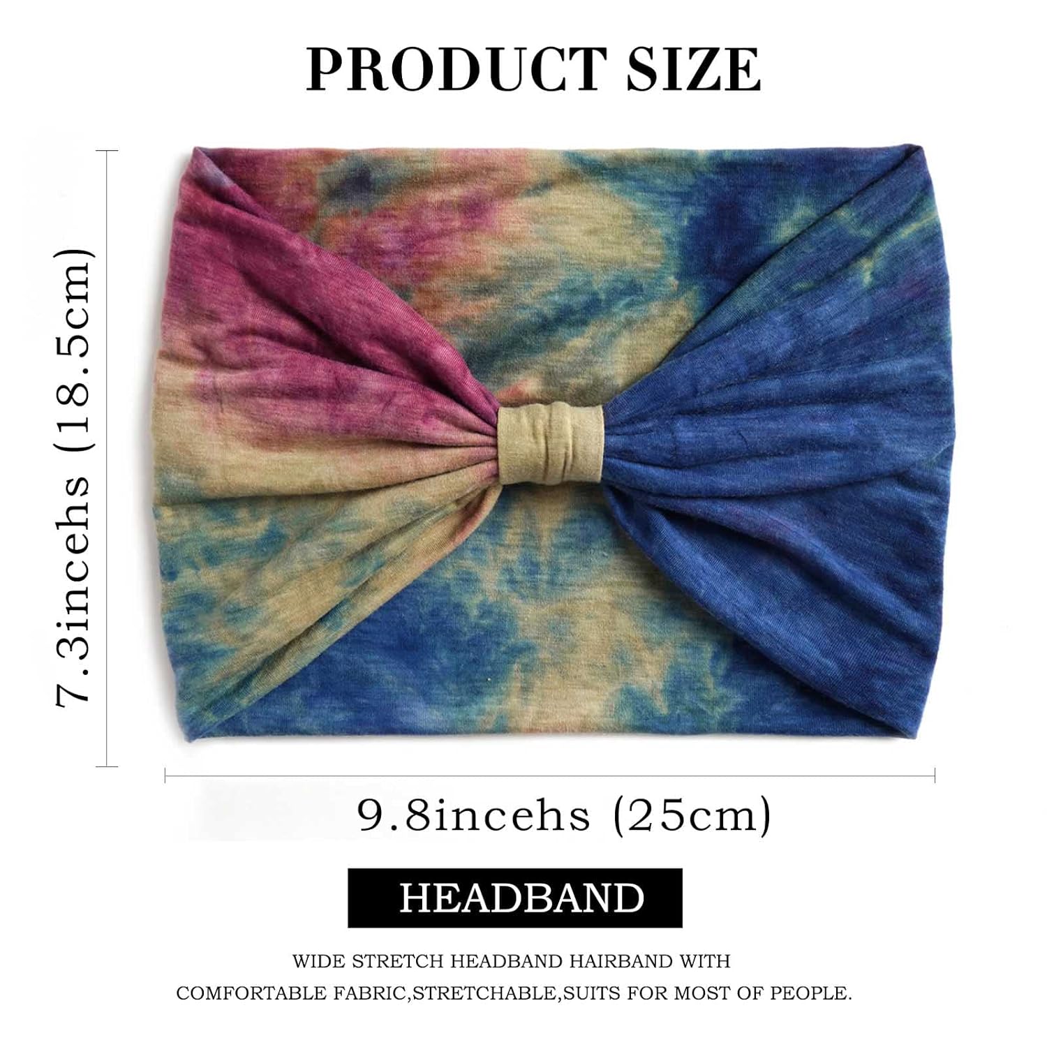 Wide Headbands Women Knotted Headband Non Slip Elastic Hair Bands Tie Dye Turban Head Wraps Workout Yoga Sports Sweatbands Boho Headbands for Women Fashion Hair Accessories Pack of 6 (Stylish) SpringStatements