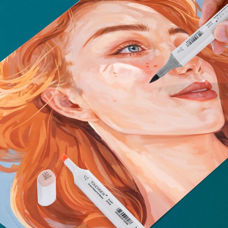 TOUCHNEW Dual Markers Brush Pen, Portrait Color Markers for Artist Adults Coloring Illustration, Art Supplies for Professional Artists, Paint Pens Set