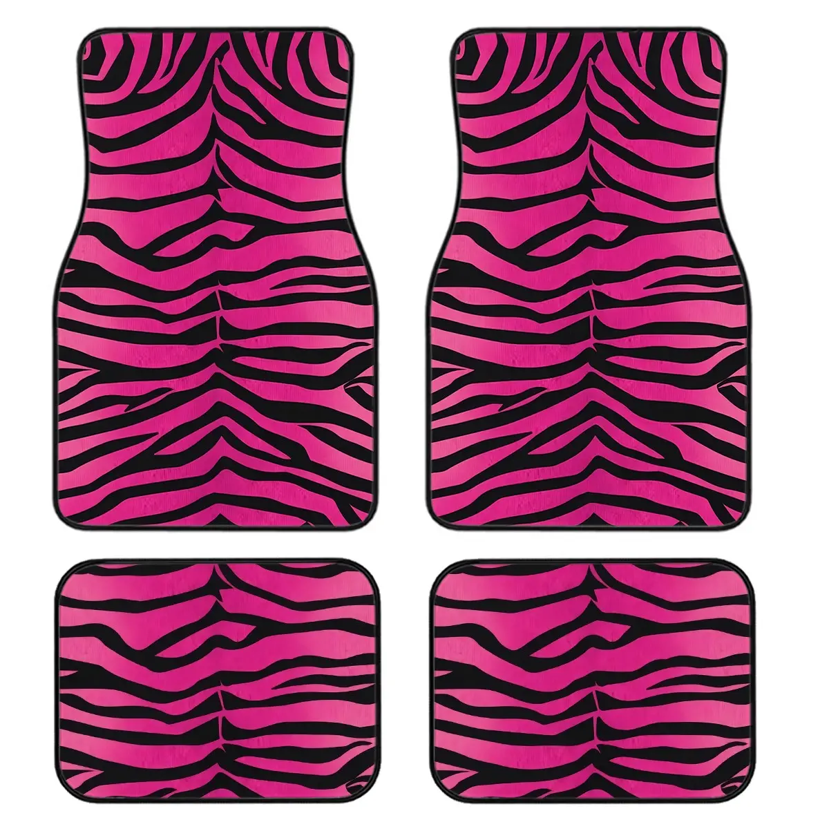 4-Piece Zebra Pattern Car Floor Mats, Car Mat Set, Y2K Style, Universal Fit, Front & Rear, Easy Clean, Comfortable & Protective, Automotive Interior Decor