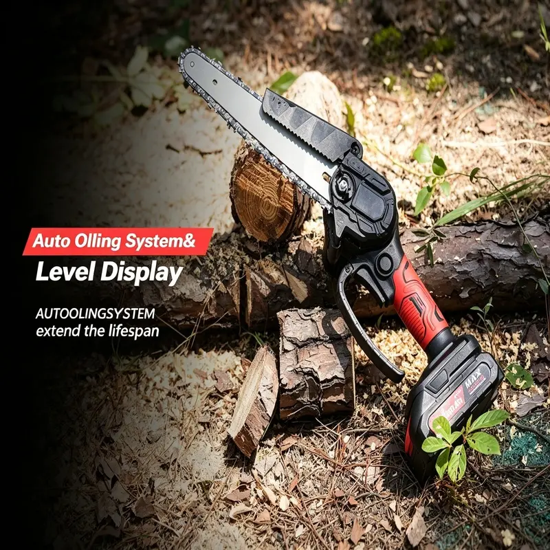 6inch Brushless Mini Chainsaw, Cordless Portable Chainsaw, 2000mAh Battery, Used for Pruning and Gardening |   An excellent gift for women and the elderly