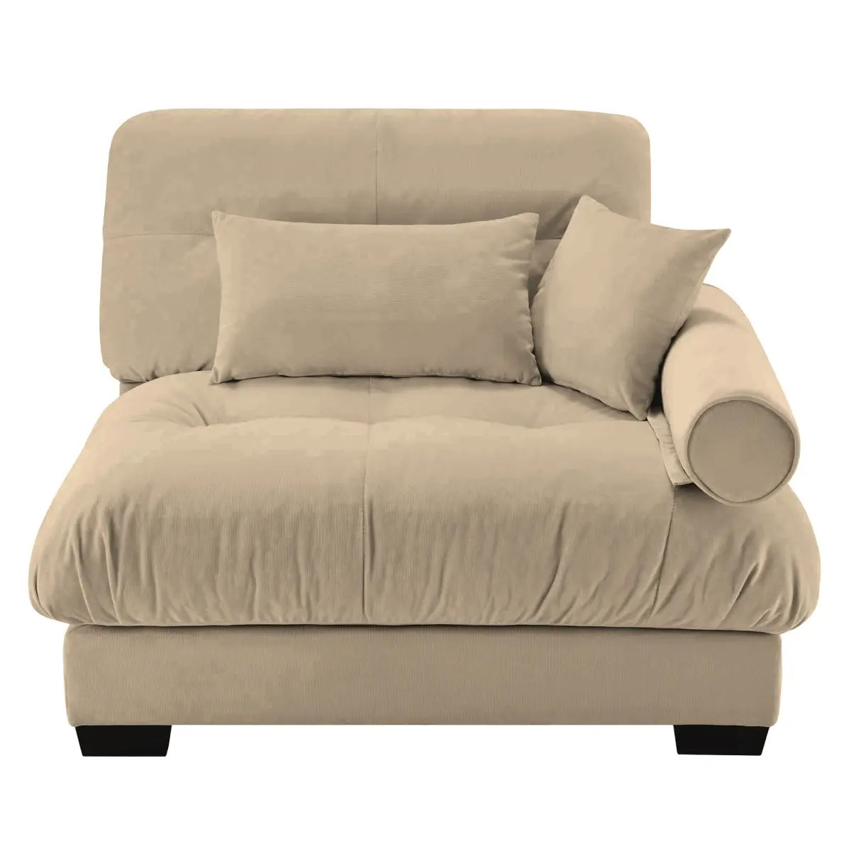 Milano RSF Tan Crushed Velvet Fabric Sofa - Modern Indoor Furniture with 3 Sponge-Cotton Pillows, 1 Round Bolster, Elastic Cushioning, Simple Clean Back Design, Assembly Required, Easy to Disassemble, Comfy Living Room Reading Couch, Vintage, Crushed Velv