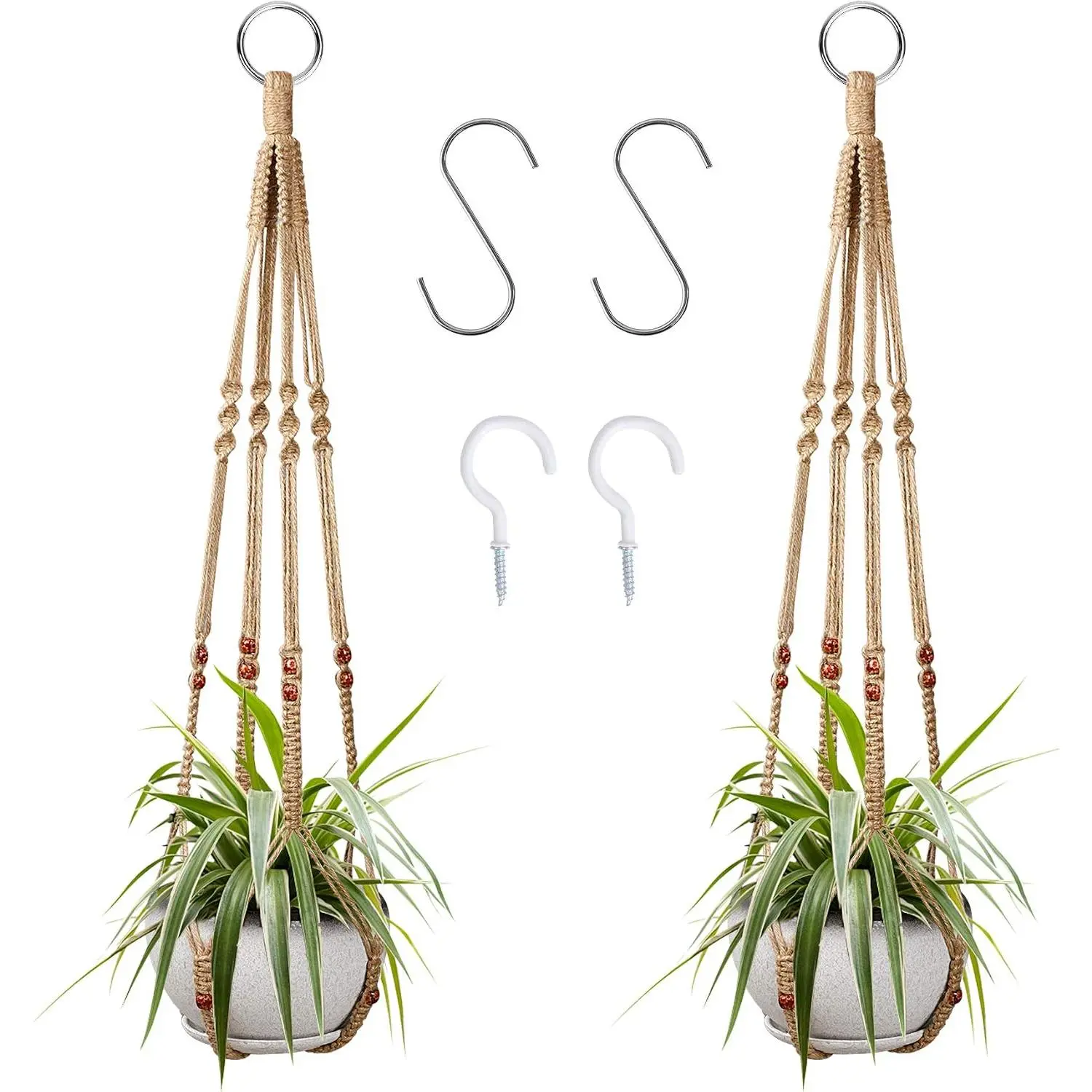 2 count  Hangers   Holder for Indoor Outdoor Decor Macrame  Planter Basket with 4 Hooks(35 Inch)
