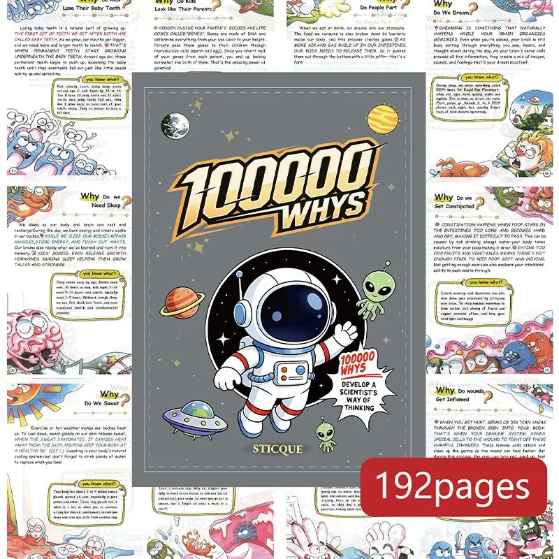 1-Piece 100000 Whys Kids Science Q&A Book Exploratory Style Human Body/Space/Astronauts + Fun Science Facts + Develop Scientific Thinking for Elementary Students / Future Astronauts / Curious Kids