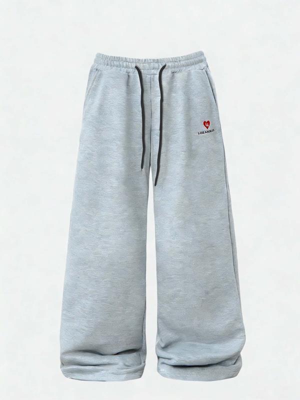 Men's Baggy Sweatpants High Waisted with Plaid Waistband, Trendy Wide Leg Lounge Pants, Casual Streetwear Joggers with Side Stripes