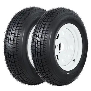 2026 New Upgraded 2pcs ST205 75D15 6PR ST205/75D15 Trailer Tire & Wheel Assembly Set of 2, 5-Lug White Rim 15" with Load Range C 6PR, 1820LB Capacity for Utility & Boat Trailers Ideal Birthday Gifts for Women Men Friends