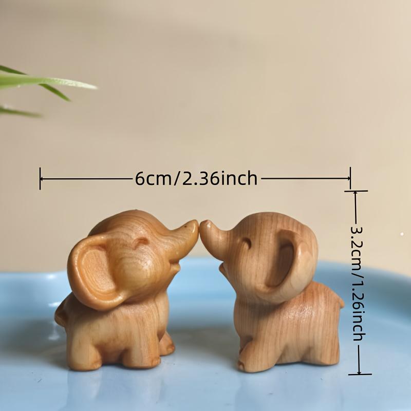 Handcrafted Two-Piece Carved Wooden Elephant Statue Set | Boho Home & Garden Decor Trending Outdoor Sculpture | Rustic Vintage Lucky Elephant Figurines | Zen Spiritual Accent for Patio, Living Room, Holiday & Gift Decor