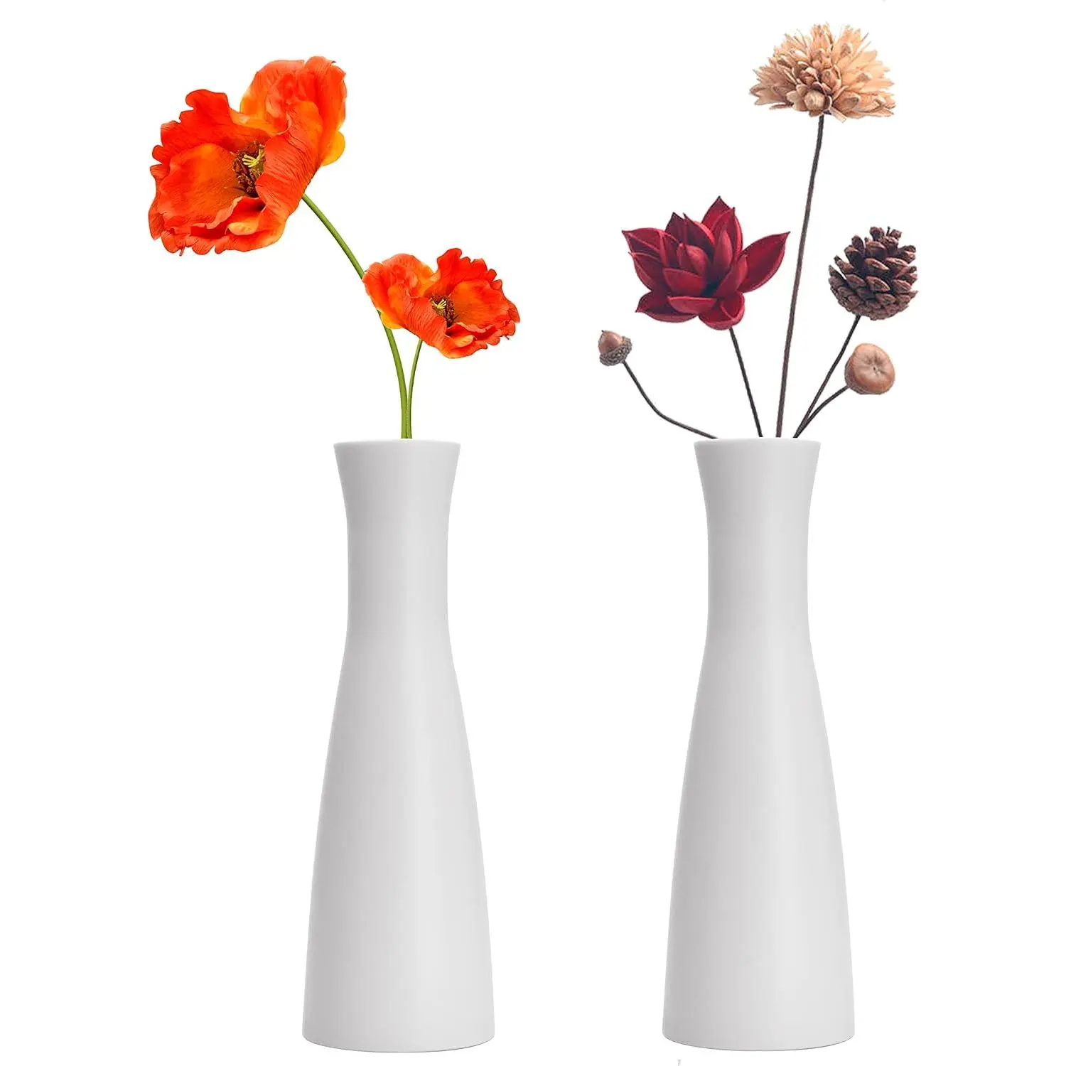Tall Conic Composite Plastics Flower Vase, Small Bud Decorative Floral Vase  Decor Centerpieces, Arranging Bouquets, Connected Tubes (Wide Caliber)