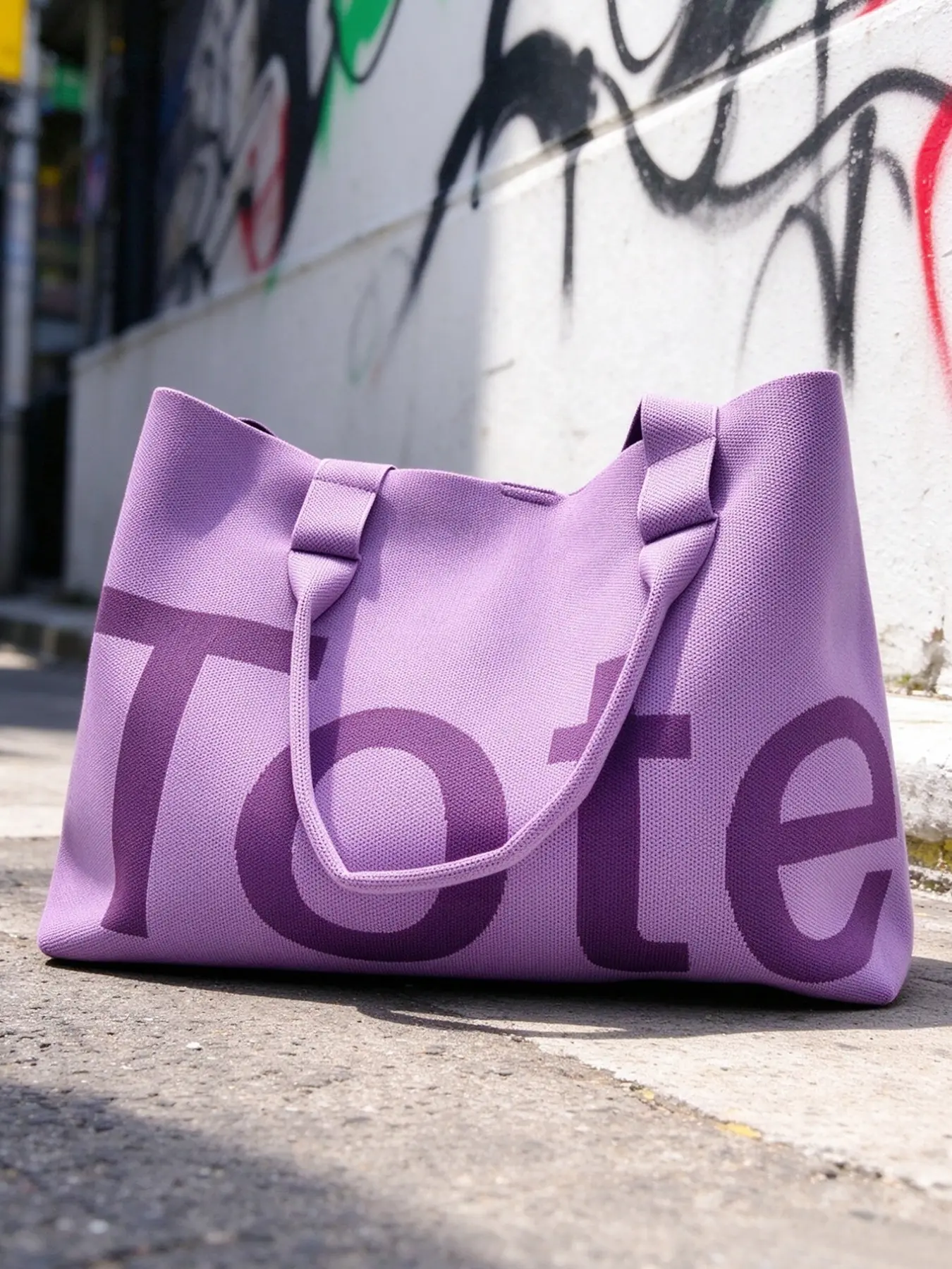 【Biack Friday】Autumn Winter Large Capacity Tote Bag, Letter Knit Dual Handle Satchel, Fashion Shoulder Bag, Fitness Bag, Casual Style
