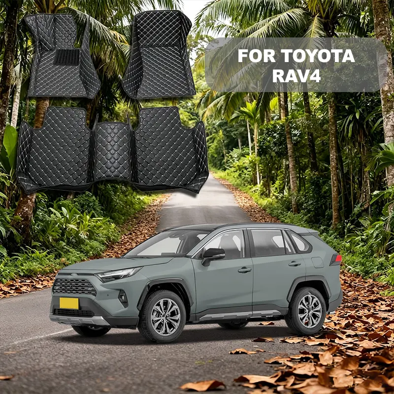 For Toyota RAV4 Prime 2013-2018 Left wheel drive car floor mat, Car Accessories, made of PU leather and equipped with 360 degree edge protection, with a non jamming throttle design, suitable for heavy weather, detachable and easy to clean