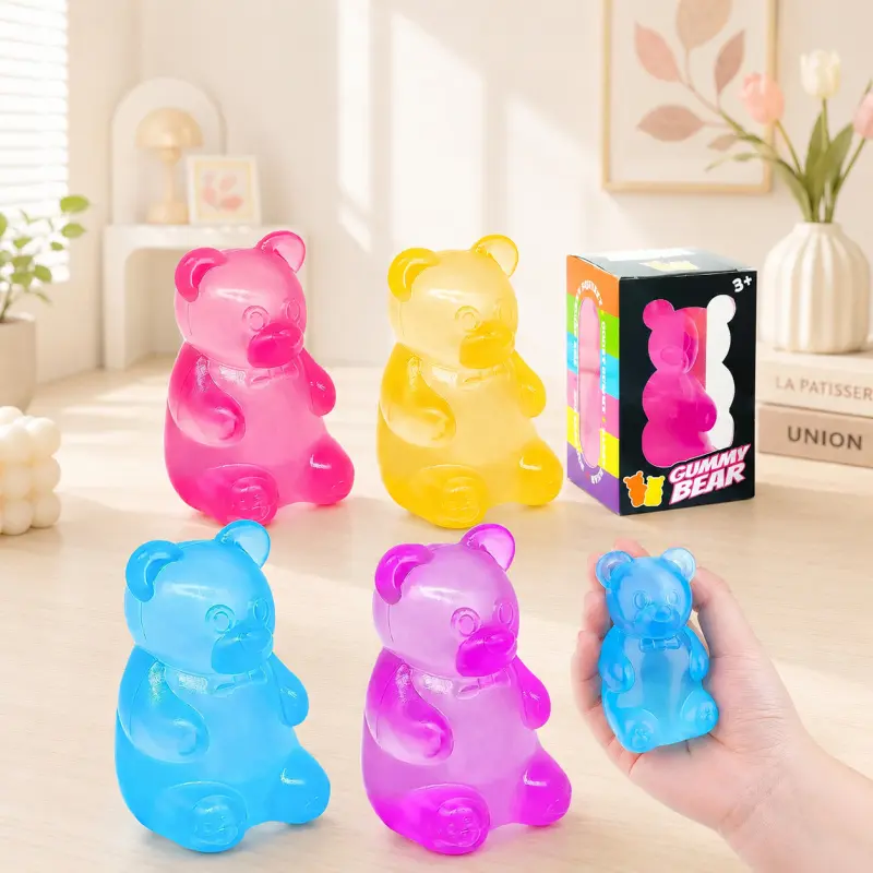 1/4pcs Pack Jelly-Like Inner Filling Gummy Bear Sensory Squeeze Toy, Soft Elastic Stress Calming Fidget Ornament, Versatile Event Handout Portable Workspace Relaxation Trinket Holiday Bag Stuffing Supply