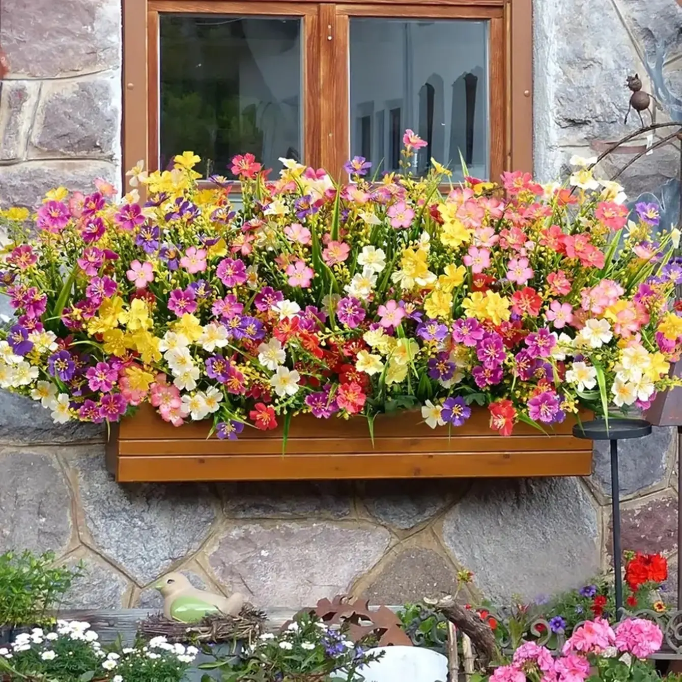 10 Pcs Outdoor UV-Resistant Non-Fading Artificial Petunias, Realistic Plastic Fake Flowers, Fade-Proof Faux Plants for Home Garden Decor