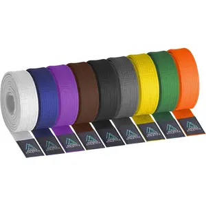 Belt for Men & Women Brazilian Jiu Jitsu Belt with Ranking Stripes Sleeve Bar Kids Jiu Jitsu Gi Belt