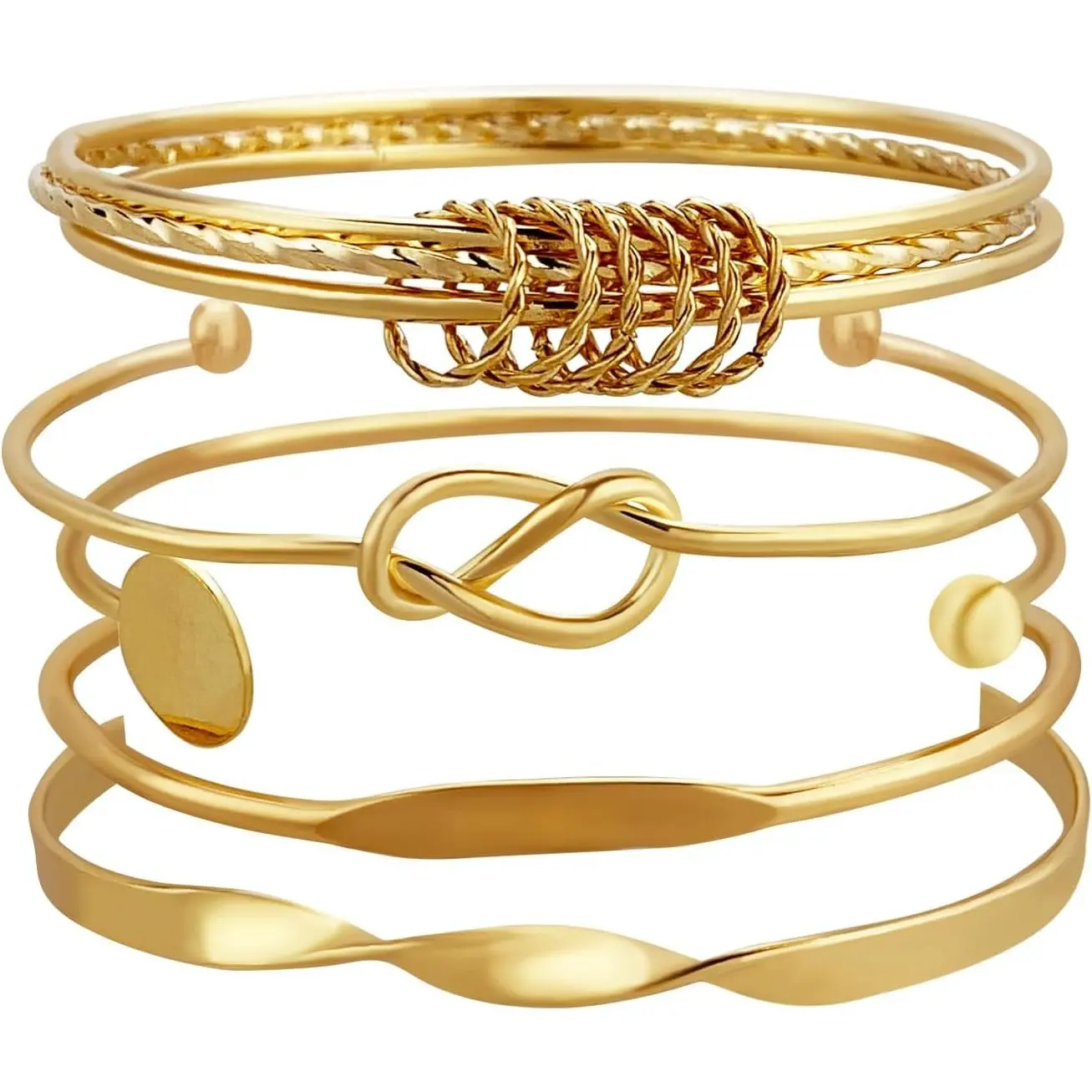 Bangle Bracelets Set for Women, Multi Layer Stackable Cuff Bracelets, Boho Open Adjustable Bangle   for Her
