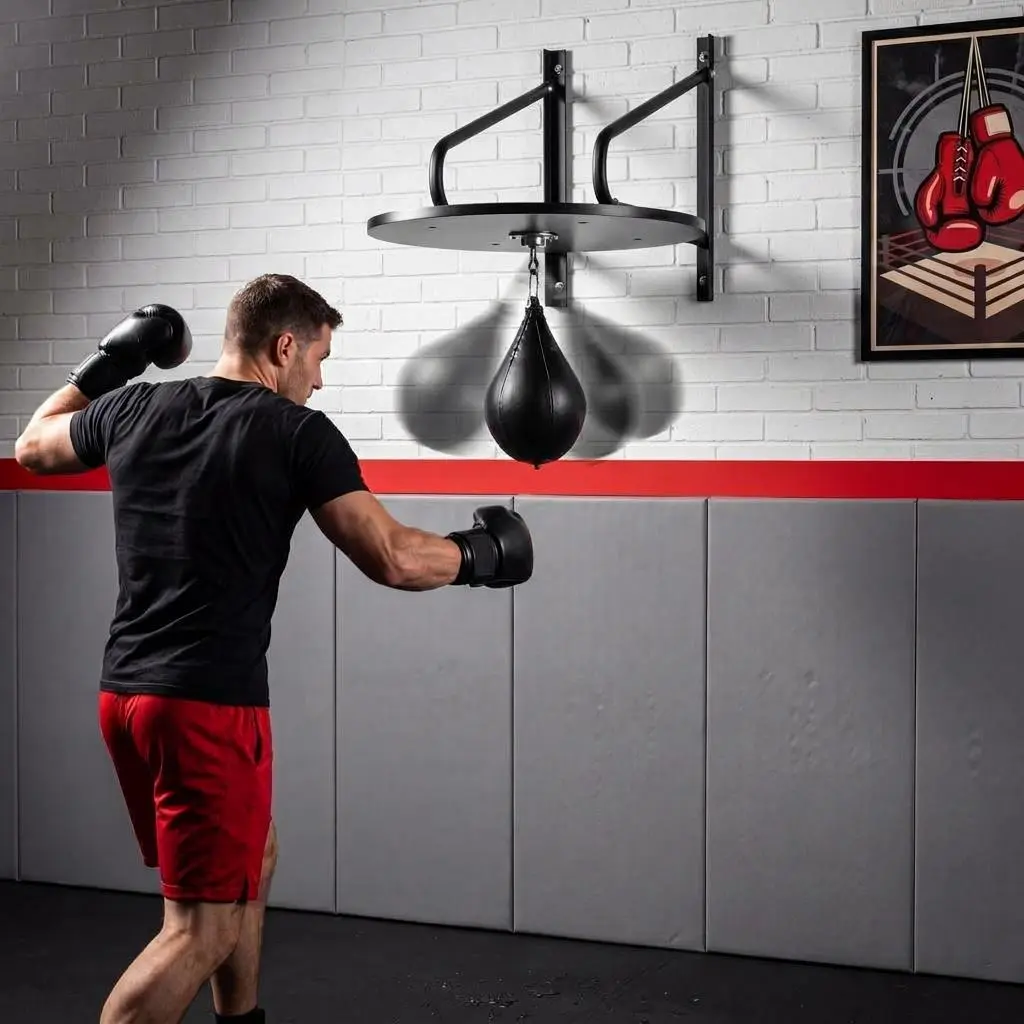 Adjustable Speed Bag Platform 24 Inch Wall Mount Boxing Kit with 360 Degree Swivel Professional Home Gym Training
