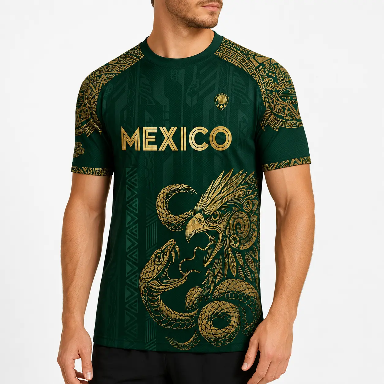 Mexico Inspired Eagle Graphic T Shirt, Green Gold Short Sleeve Crew Neck Tee for Men Women, Mexican Heritage Festival Game Day Outfit,clothes,outfits,men's wear,men fashion,summer men clothes,fashion men clothes,4th of july shirts