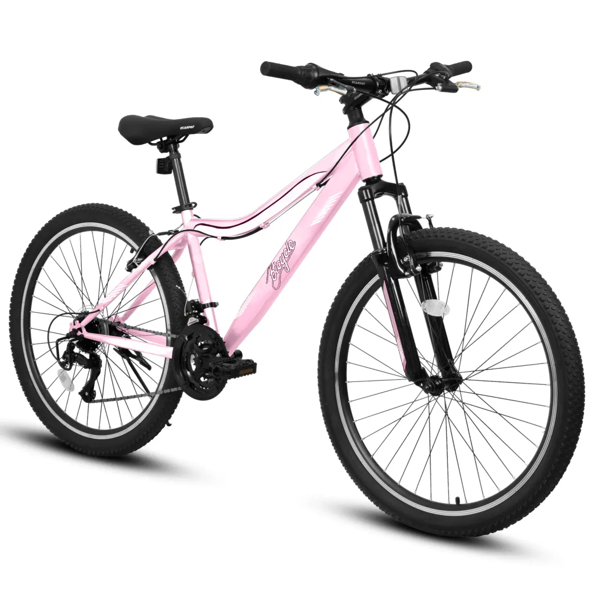 Hardtail Mountain Bike for Adults & Teens, 24/26-Inch Classic Steel Bicycle with 21-Speed Gear, Adjustable Fork, Dual Brakes, and Polyurethane Foam Saddle for Mountain Trails, Youth