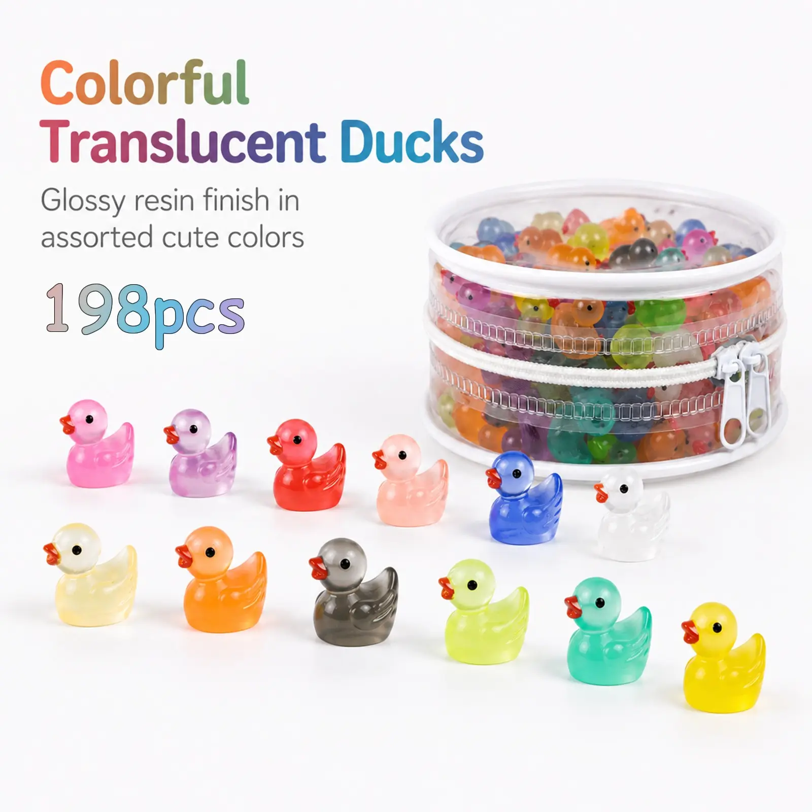 198 Mini Glow-In-The-Dark Duck Decorations, Decoration Items, Transparent Resin Ducks for DIY Aquariums, Micro Landscape Fillers, Fish Tank Decor, Aquarium Supplies, Perfect Gift for Duck Lovers