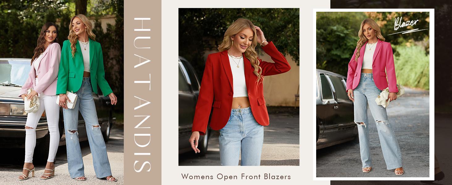 Imily Bela Womens Casual Blazers Long Sleeve Lapel Button Slim Work Office Blazer Jacket