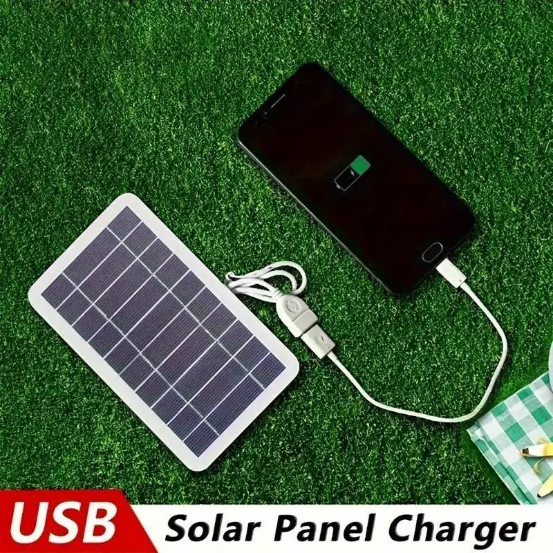1pc Outdoor Waterproof Solar Cell Powered Solar USB Charger for Travel and Camping - Portable Solar Panel for Mobile Power, Phone Charging, Flashlight, and Fan Solar Panels Portable