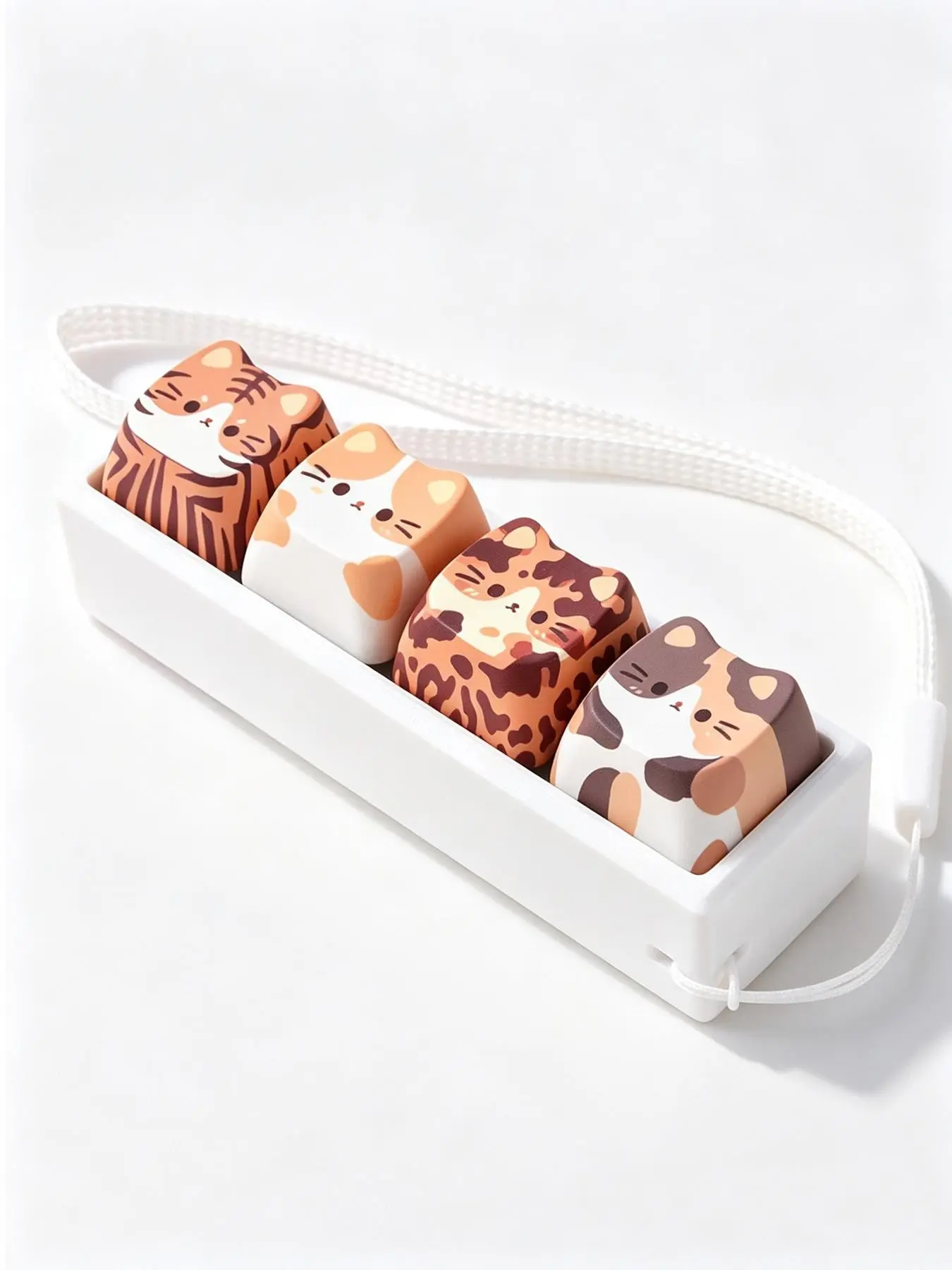 Cat Fidget Bag Charm, Mechanical Keycap ASMR Clicky Stress Relief Toy With Lanyard, Cute Kawaii Backpack Handbag Pendant, Novelty Gift for Teens & Adults