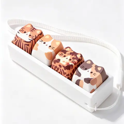 Cat & Dog Keycap Fidget Toy Bag Charm, ASMR Clicky Stress Relief Pendant with Lanyard, Kawaii Backpack Decor, Christmas & Thanksgiving Novelty Gift for Teens & Adults