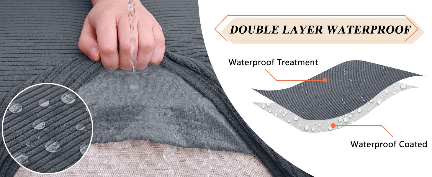 hyha Waterproof Sectional Couch Covers, Against Spills, Sofa Seat Slicovers Washable, Thick Elastic, L Shape Couch Cushion Covers for Dogs Pets (1 Piece for Chaise, Dark Grey)