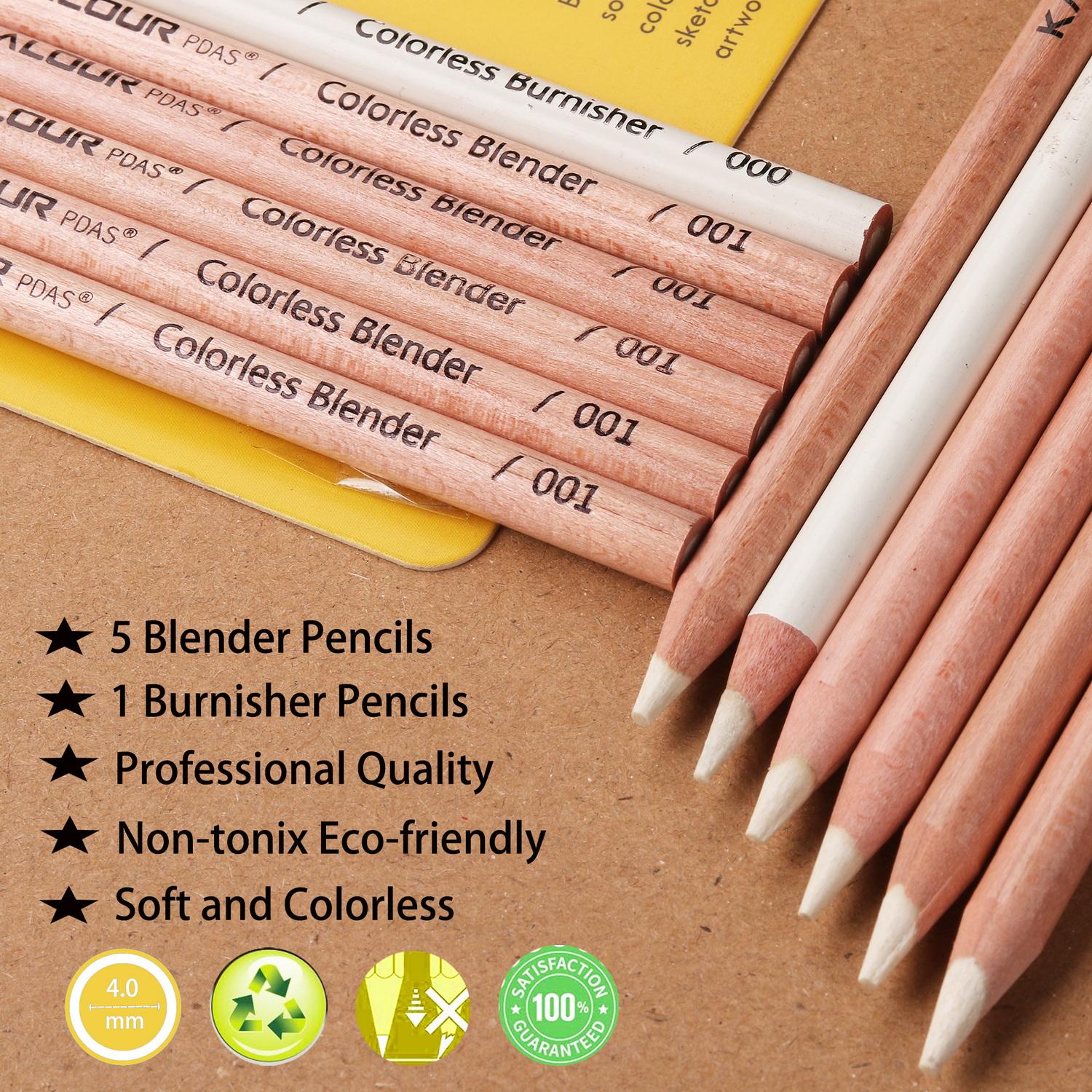 Colorless Blender & Burnisher Pencils Set, 6counts/set Non-pigmented Wax Based Pencil For Blending & Softening Edges, Art Supplies For Artists & Beginners