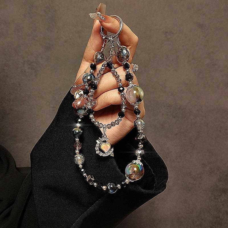 Luxury High-End Crystal Phone Chain Heart Pendant, Wristlet, Phone Case Bag Accessory Strap Keychain, Fashion