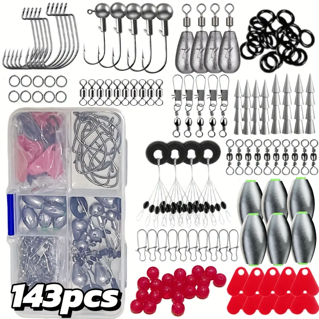 279/217/143 Portable Complete Set of Fishing Additions in Multiple Specifications, Including Lead Hooks, Space Beans, Carbon Steel Hooks And Other Super-Complete Fishing Gear, a Complete Set of Fishing Additions Suitable for Gifting