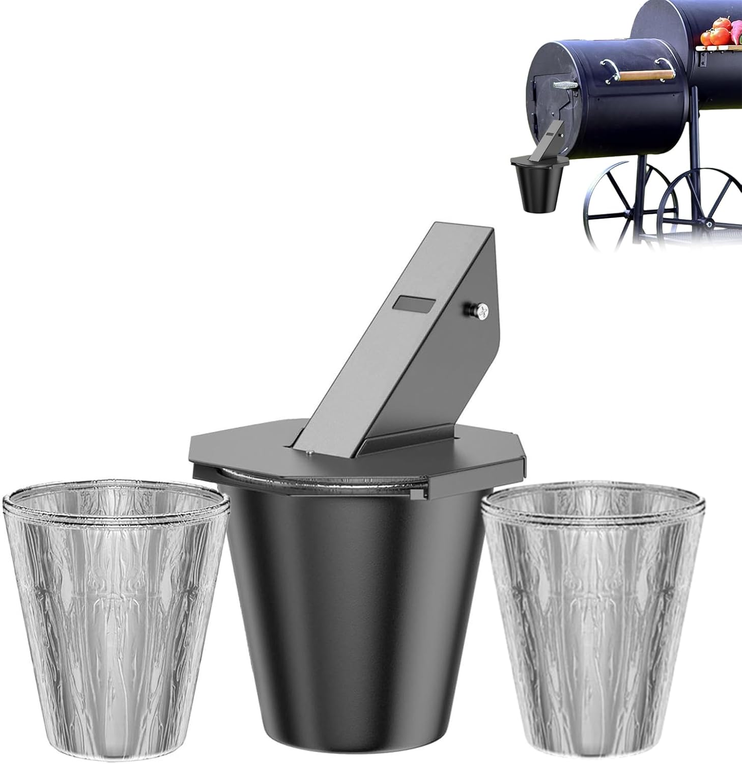 Grease Bucket for Pellet Grill, Drip Bucket with 2-Pack Disposable Foil Liners, Heavy-Duty Drip Pan with Heat-Resistant Coating, Grease Catcher with Leak-Proof Silicone Design for Outdoor Cooking (A) pocket  rocket  camping  stove