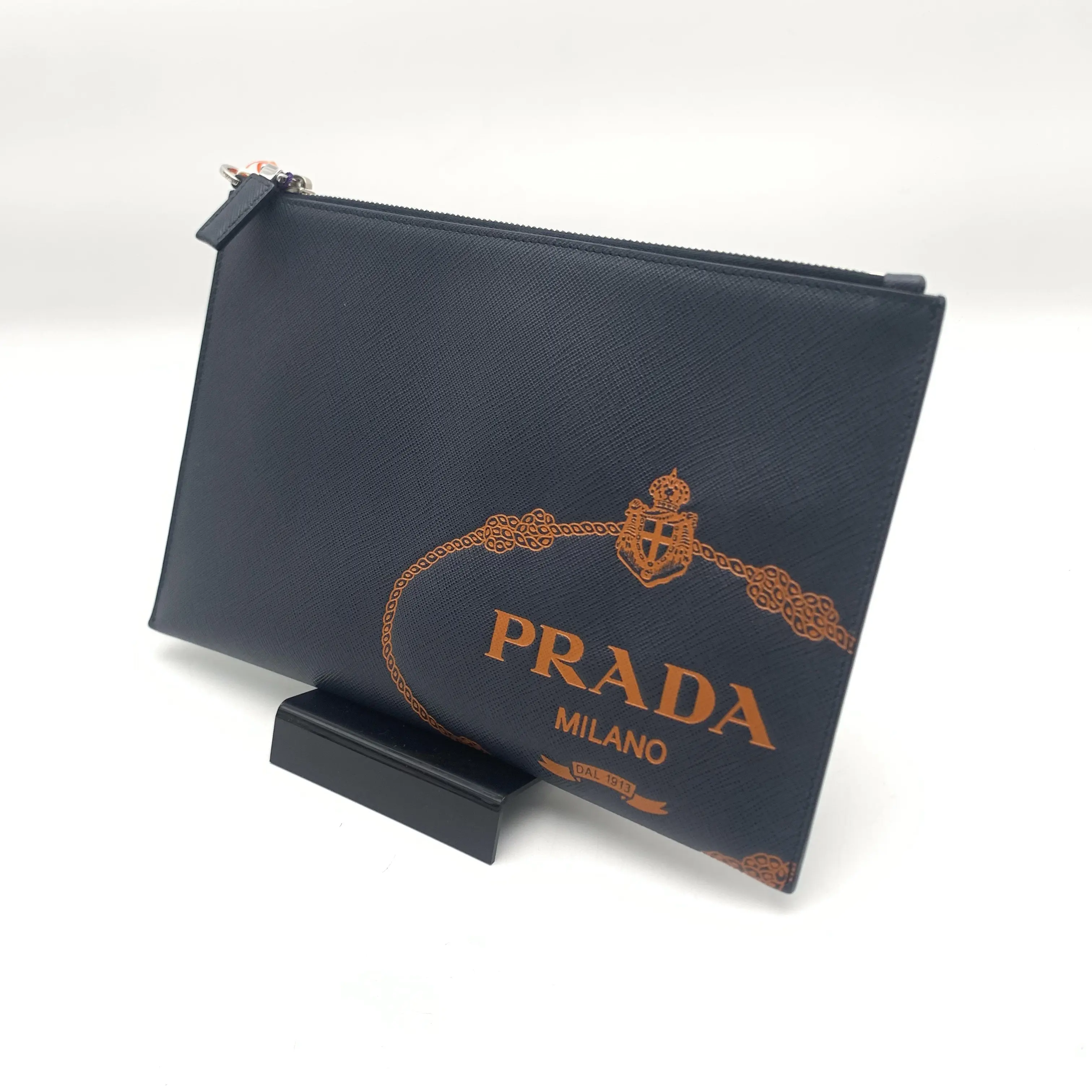 Pre-owned Prada Navy Blue Clutch Bag/10021922 Fashion Luxury Men's Bag