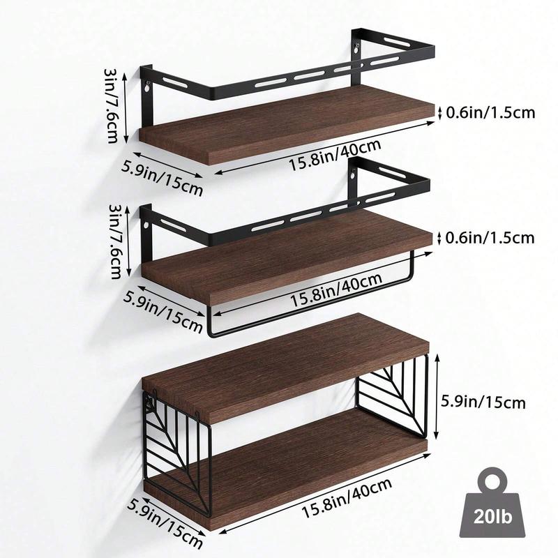 3+1 Tier Wall Mounted Bathroom Shelves Over Toilet, Rustic Wood Floating Shelves With Metal Frame And Towel Bar For Bathroom, Kitchen, Bedroom, Living Room, Home Decor, Bathroom Decor, Bathroom Organizer Summer
